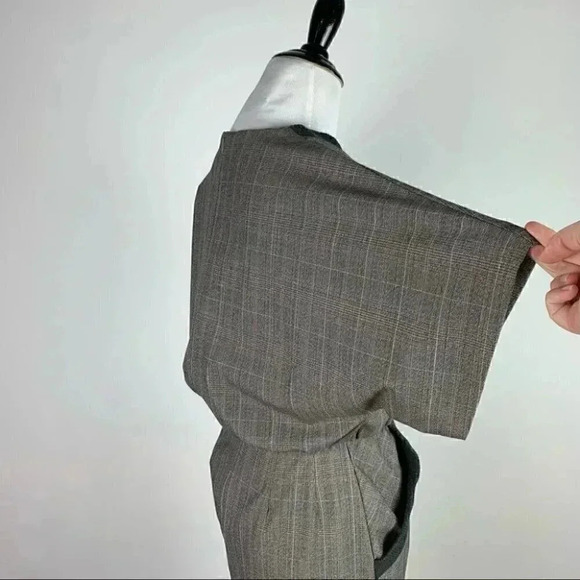 New Louis Verdad dress size 2 gray pink plaid v-neck with pockets career - Picture 7 of 11